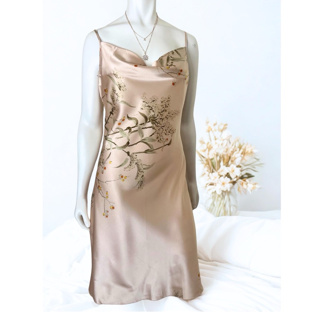 New Satin Cowl Neck Slip Dress Nightgown in Champagne Chemise